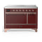 ILVE Majestic III 48-Inch Induction Range with 6 Induction Elements and Solid Door Electric Oven in Burgundy with Copper Trim (UMIB48QNR3BUP)