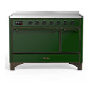 ILVE Majestic III 48-Inch Induction Range with 6 Induction Elements and Solid Door Electric Oven in Emerald Green with Burnished Trim (UMIB48QNR3EGB)