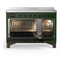 ILVE Majestic III 48-Inch Induction Range with 6 Induction Elements and Solid Door Electric Oven in Emerald Green with Burnished Trim (UMIB48QNR3EGB)