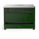 ILVE Majestic III 48-Inch Induction Range with 6 Induction Elements and Solid Door Electric Oven in Emerald Green with Burnished Trim (UMIB48QNR3EGB)