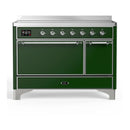 ILVE Majestic III 48-Inch Induction Range with 6 Induction Elements and Solid Door Electric Oven in Emerald Green with Chrome Trim (UMIB48QNR3EGC)