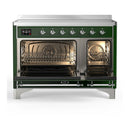 ILVE Majestic III 48-Inch Induction Range with 6 Induction Elements and Solid Door Electric Oven in Emerald Green with Chrome Trim (UMIB48QNR3EGC)