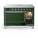 ILVE Majestic III 48-Inch Induction Range with 6 Induction Elements and Solid Door Electric Oven in Emerald Green with Chrome Trim (UMIB48QNR3EGC)