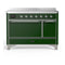ILVE Majestic III 48-Inch Induction Range with 6 Induction Elements and Solid Door Electric Oven in Emerald Green with Chrome Trim (UMIB48QNR3EGC)