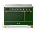 ILVE Majestic III 48-Inch Induction Range with 6 Induction Elements and Solid Door Electric Oven in Emerald Green with Brass Trim (UMIB48QNR3EGG)