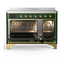 ILVE Majestic III 48-Inch Induction Range with 6 Induction Elements and Solid Door Electric Oven in Emerald Green with Brass Trim (UMIB48QNR3EGG)