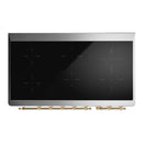 ILVE Majestic III 48-Inch Induction Range with 6 Induction Elements and Solid Door Electric Oven in Emerald Green with Brass Trim (UMIB48QNR3EGG)