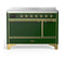 ILVE Majestic III 48-Inch Induction Range with 6 Induction Elements and Solid Door Electric Oven in Emerald Green with Brass Trim (UMIB48QNR3EGG)