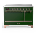 ILVE Majestic III 48-Inch Induction Range with 6 Induction Elements and Solid Door Electric Oven in Emerald Green with Copper Trim (UMIB48QNR3EGP)