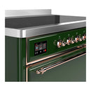 ILVE Majestic III 48-Inch Induction Range with 6 Induction Elements and Solid Door Electric Oven in Emerald Green with Copper Trim (UMIB48QNR3EGP)