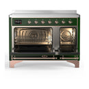 ILVE Majestic III 48-Inch Induction Range with 6 Induction Elements and Solid Door Electric Oven in Emerald Green with Copper Trim (UMIB48QNR3EGP)