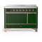 ILVE Majestic III 48-Inch Induction Range with 6 Induction Elements and Solid Door Electric Oven in Emerald Green with Copper Trim (UMIB48QNR3EGP)