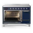 ILVE Majestic III 48-Inch Induction Range with 6 Induction Elements and Solid Door Electric Oven in Mightnight Blue with Chrome Trim (UMIB48QNR3MBC)