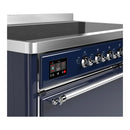 ILVE Majestic III 48-Inch Induction Range with 6 Induction Elements and Solid Door Electric Oven in Mightnight Blue with Chrome Trim (UMIB48QNR3MBC)