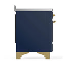 ILVE Majestic III 48-Inch Induction Range with 6 Induction Elements and Solid Door Electric Oven in Mightnight Blue with Brass Trim (UMIB48QNR3MBG)