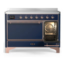 ILVE Majestic III 48-Inch Induction Range with 6 Induction Elements and Solid Door Electric Oven in Mightnight Blue with Copper Trim (UMIB48QNR3MBP)