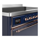 ILVE Majestic III 48-Inch Induction Range with 6 Induction Elements and Solid Door Electric Oven in Mightnight Blue with Copper Trim (UMIB48QNR3MBP)