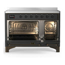 ILVE Majestic III 48-Inch Induction Range with 6 Induction Elements and Solid Door Electric Oven in Matte Graphite with Burnished Trim (UMIB48QNR3MGB)