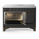 ILVE Majestic III 48-Inch Induction Range with 6 Induction Elements and Solid Door Electric Oven in Matte Graphite with Burnished Trim (UMIB48QNR3MGB)