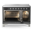 ILVE Majestic III 48-Inch Induction Range with 6 Induction Elements and Solid Door Electric Oven in Matte Graphite with Chrome Trim (UMIB48QNR3MGC)