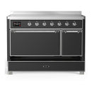 ILVE Majestic III 48-Inch Induction Range with 6 Induction Elements and Solid Door Electric Oven in Matte Graphite with Chrome Trim (UMIB48QNR3MGC)