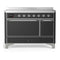ILVE Majestic III 48-Inch Induction Range with 6 Induction Elements and Solid Door Electric Oven in Matte Graphite with Chrome Trim (UMIB48QNR3MGC)