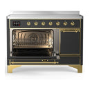 ILVE Majestic III 48-Inch Induction Range with 6 Induction Elements and Solid Door Electric Oven in Matte Graphite with Brass Trim (UMIB48QNR3MGG)