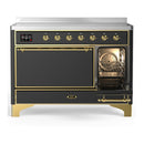 ILVE Majestic III 48-Inch Induction Range with 6 Induction Elements and Solid Door Electric Oven in Matte Graphite with Brass Trim (UMIB48QNR3MGG)