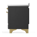 ILVE Majestic III 48-Inch Induction Range with 6 Induction Elements and Solid Door Electric Oven in Matte Graphite with Brass Trim (UMIB48QNR3MGG)