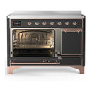 ILVE Majestic III 48-Inch Induction Range with 6 Induction Elements and Solid Door Electric Oven in Matte Graphite with Copper Trim (UMIB48QNR3MGP)