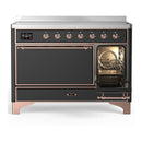 ILVE Majestic III 48-Inch Induction Range with 6 Induction Elements and Solid Door Electric Oven in Matte Graphite with Copper Trim (UMIB48QNR3MGP)