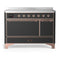 ILVE Majestic III 48-Inch Induction Range with 6 Induction Elements and Solid Door Electric Oven in Matte Graphite with Copper Trim (UMIB48QNR3MGP)