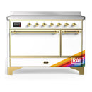 ILVE Majestic III 48-Inch Induction Range with 6 Induction Elements and Solid Door Electric Oven in RAL with  Brass Trim (UMIB48QNR3RAG)