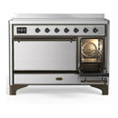 ILVE Majestic III 48-Inch Induction Range with 6 Induction Elements and Solid Door Electric Oven in Stainless Steel with Burnished Trim (UMIB48QNR3SSB)