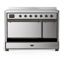 ILVE Majestic III 48-Inch Induction Range with 6 Induction Elements and Solid Door Electric Oven in Stainless Steel with Burnished Trim (UMIB48QNR3SSB)