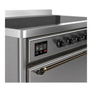 ILVE Majestic III 48-Inch Induction Range with 6 Induction Elements and Solid Door Electric Oven in Stainless Steel with Burnished Trim (UMIB48QNR3SSB)