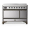 ILVE Majestic III 48-Inch Induction Range with 6 Induction Elements and Solid Door Electric Oven in Stainless Steel with Burnished Trim (UMIB48QNR3SSB)