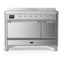 ILVE Majestic III 48-Inch Induction Range with 6 Induction Elements and Solid Door Electric Oven in Stainless Steel with Chrome Trim (UMIB48QNR3SSC)