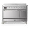 ILVE Majestic III 48-Inch Induction Range with 6 Induction Elements and Solid Door Electric Oven in Stainless Steel with Chrome Trim (UMIB48QNR3SSC)