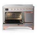 ILVE Majestic III 48-Inch Induction Range with 6 Induction Elements and Solid Door Electric Oven in Stainless Steel with Copper Trim (UMIB48QNR3SSP)