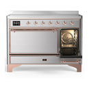 ILVE Majestic III 48-Inch Induction Range with 6 Induction Elements and Solid Door Electric Oven in Stainless Steel with Copper Trim (UMIB48QNR3SSP)