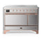 ILVE Majestic III 48-Inch Induction Range with 6 Induction Elements and Solid Door Electric Oven in Stainless Steel with Copper Trim (UMIB48QNR3SSP)