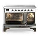 ILVE Majestic III 48-Inch Induction Range with 6 Induction Elements and Solid Door Electric Oven in White with Burnished Trim (UMIB48QNR3WHB)
