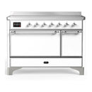 ILVE Majestic III 48-Inch Induction Range with 6 Induction Elements and Solid Door Electric Oven in White with Chrome Trim (UMIB48QNR3WHC)