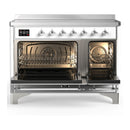 ILVE Majestic III 48-Inch Induction Range with 6 Induction Elements and Solid Door Electric Oven in White with Chrome Trim (UMIB48QNR3WHC)