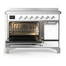 ILVE Majestic III 48-Inch Induction Range with 6 Induction Elements and Solid Door Electric Oven in White with Chrome Trim (UMIB48QNR3WHC)