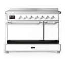 ILVE Majestic III 48-Inch Induction Range with 6 Induction Elements and Solid Door Electric Oven in White with Chrome Trim (UMIB48QNR3WHC)