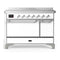 ILVE Majestic III 48-Inch Induction Range with 6 Induction Elements and Solid Door Electric Oven in White with Chrome Trim (UMIB48QNR3WHC)