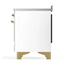 ILVE Majestic III 48-Inch Induction Range with 6 Induction Elements and Solid Door Electric Oven in White with Brass Trim (UMIB48QNR3WHG)