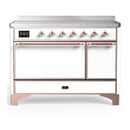 ILVE Majestic III 48-Inch Induction Range with 6 Induction Elements and Solid Door Electric Oven in White with Copper Trim (UMIB48QNR3WHP)